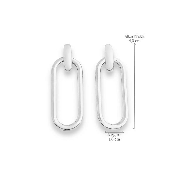 Brinco de Prata 925 Argola Retangular Vazada