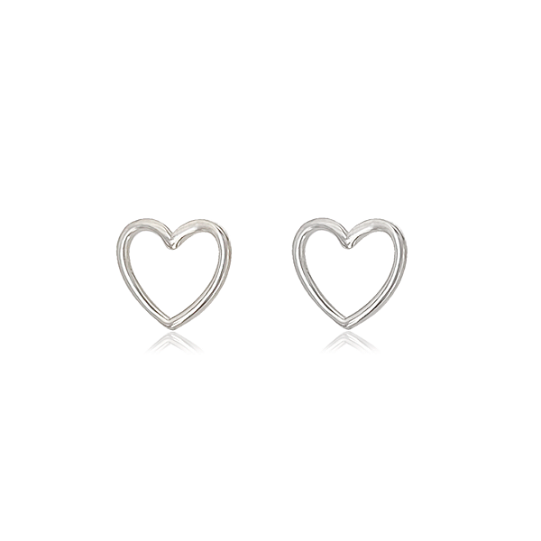 Brinco de Coração Vazado em Prata 925