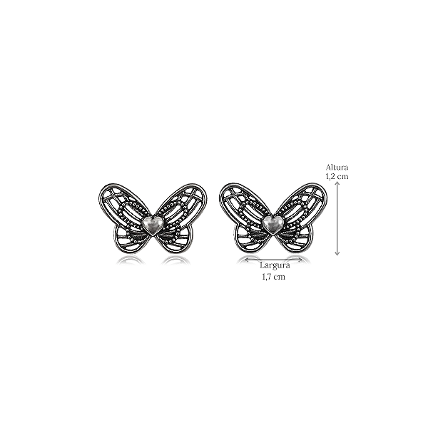Brinco Borboleta de Prata 925 Envelhecido