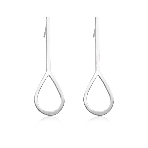 Brinco Palito com Gota Vazada na Ponta em Prata 925