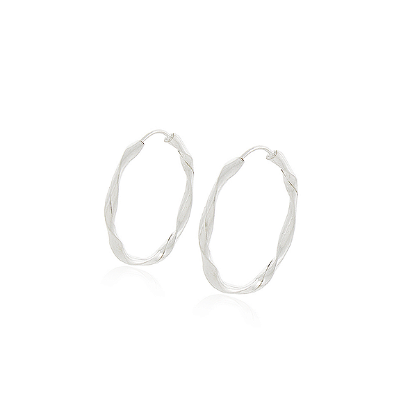 Brinco Argola Torcida em Prata 925 Polida 1,9 cm