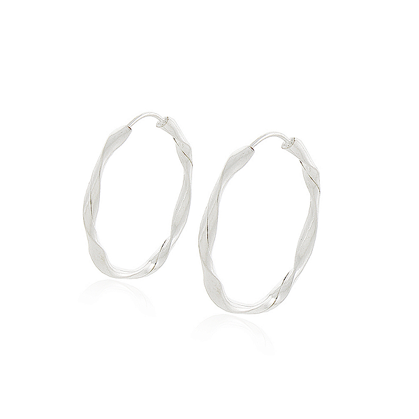 Brinco Argola Torcida em Prata 925 Polida 3,0 cm