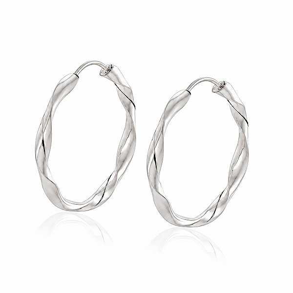 Brinco Argola Torcida em Prata 925 – 3,7 cm