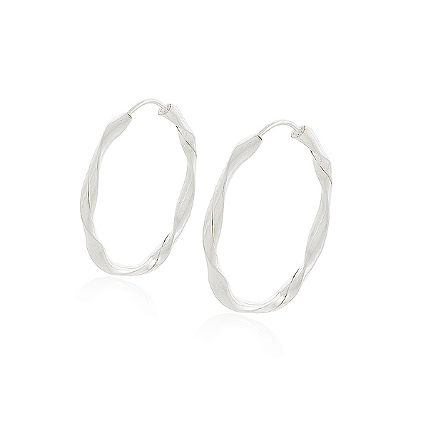 Brinco Argola Torcida em Prata 925 Polida 3,7 cm