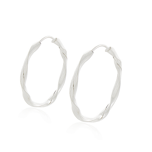 Brinco Argola Torcida em Prata 925 Polida 4,8 cm