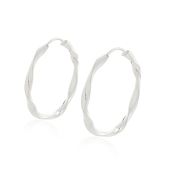Brinco Argola Torcida em Prata 925 Polida 5,2 cm