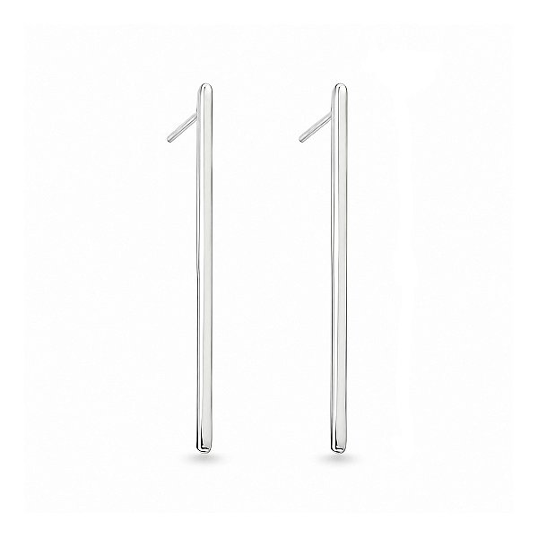 Brinco Palito Fino Liso Prata 925 Polido 4,7cm