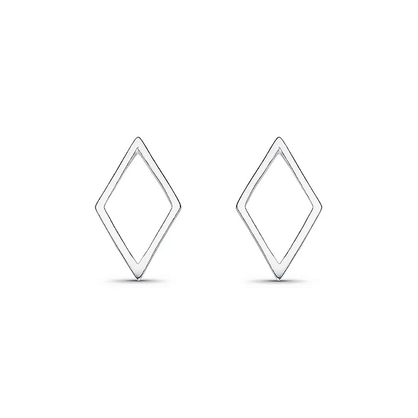 Brinco Geométrico Losango Pequeno Liso Prata 925