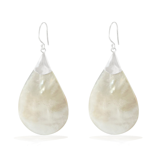 Brinco Pendente de Madrepérola Gota com Gancho em Prata 925