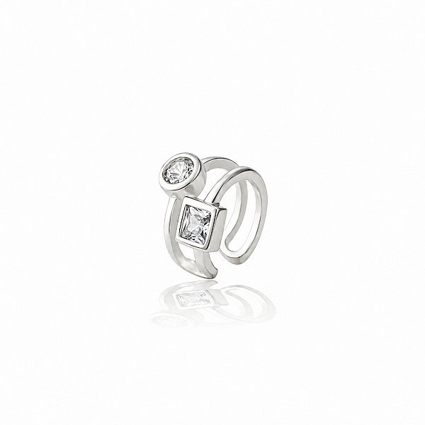 Piercing Fake Dois Aros com Zircônias em Prata 925