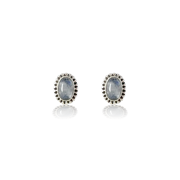 Brinco Oval Pequeno Pedra da Lua em Prata 925
