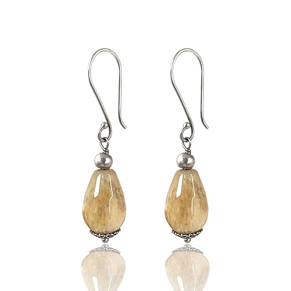 Brinco Quartzo Rutilado Gota em Prata 925