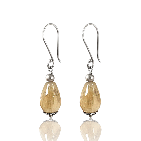 Brinco Quartzo Rutilado Gota em Prata 925