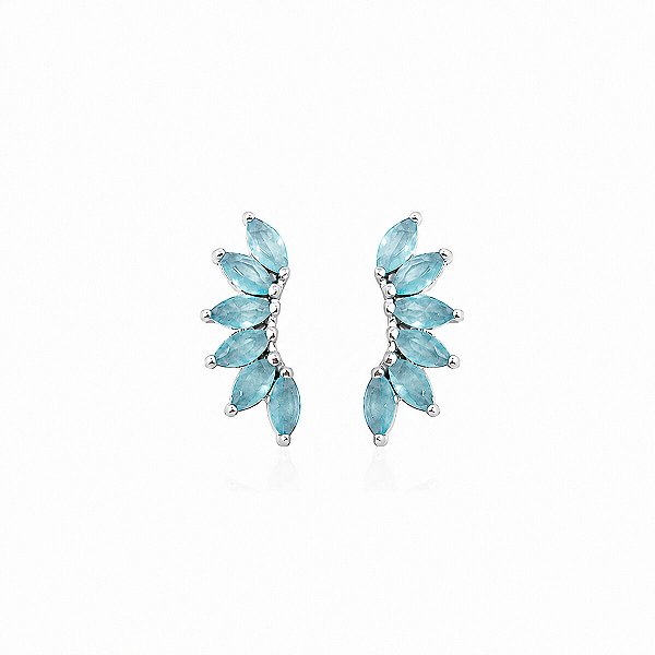 Brinco Ear Cuff Prata 925 com Zircônia Azul