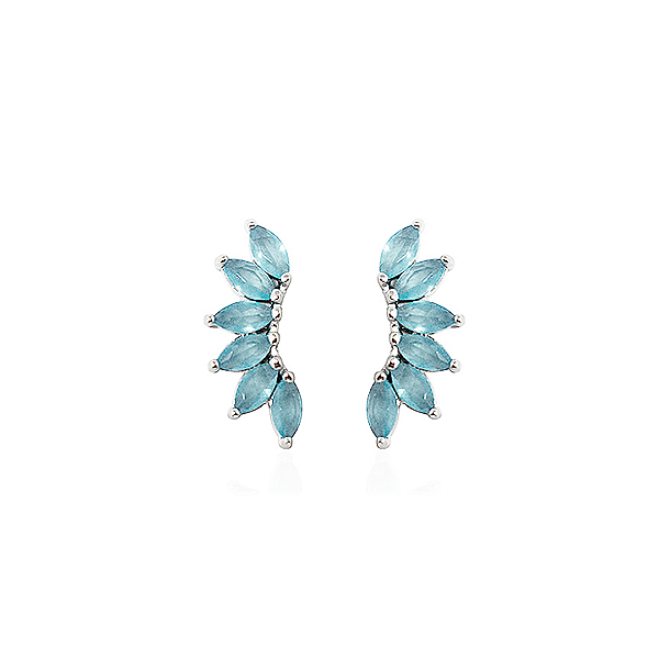 Brinco Ear Cuff Prata 925 com Zircônia Azul