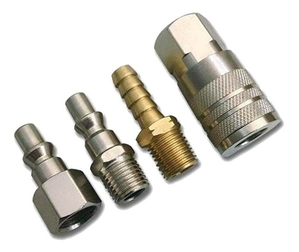 Kit Engate Rapido E Conector 1/4'' Npt 4 Peças Para Ar Comprimido