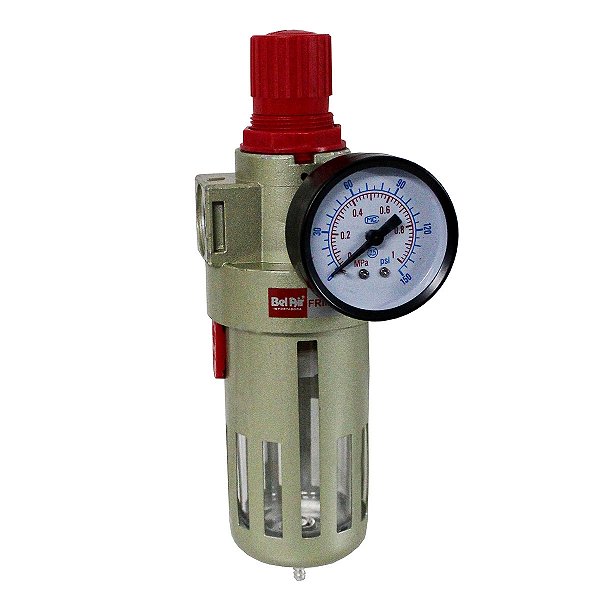 Filtro De Ar Bel Air 1/2 Para Compressor Com Regulador E Manômetro