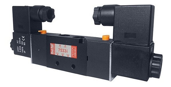 Válvula Pneumática De Controle Direcional 5/2 Vias 1/4 220 Vca Dupla Solenoide