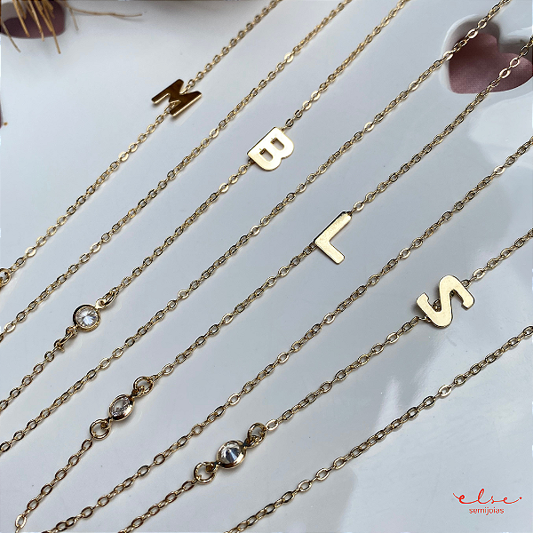 Colar Inicial e Ponto de Luz Banhado no Ouro 18k