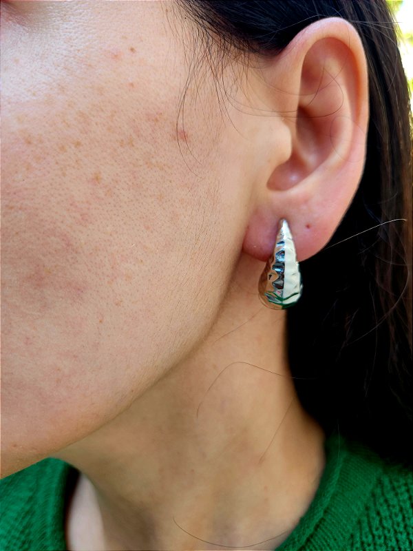 Brinco Gota Ródio Banhado a Ouro 18K