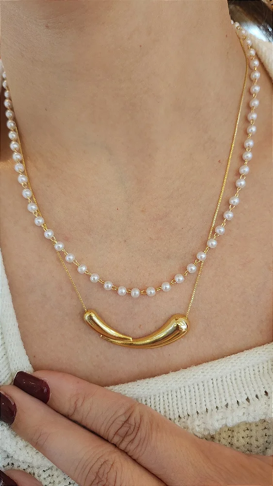 Colar Pérolinha Banhado no Ouro 18k