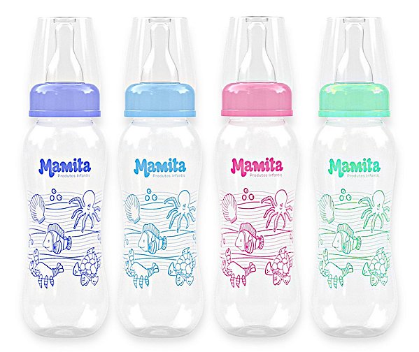 Mamadeira Decorada Bico de Silicone Pacote c 12 und 240ML - Baby Post -  Produtos Infantis