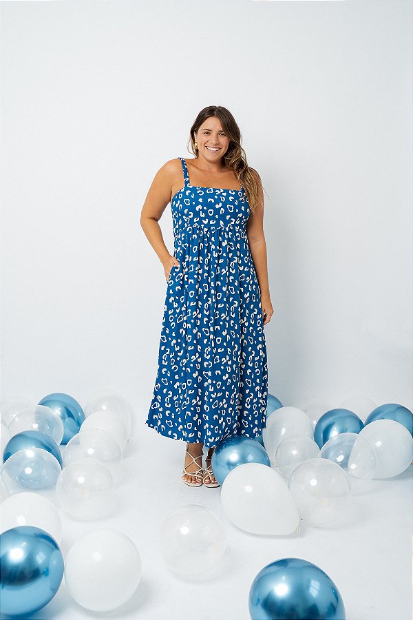 Vestido Longuete Lastex Estampa Oncinha