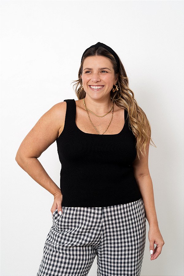 Blusa Decote Quadrado Tricô