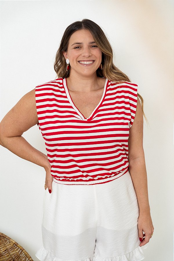 Blusa Muscle Elástico Listrada