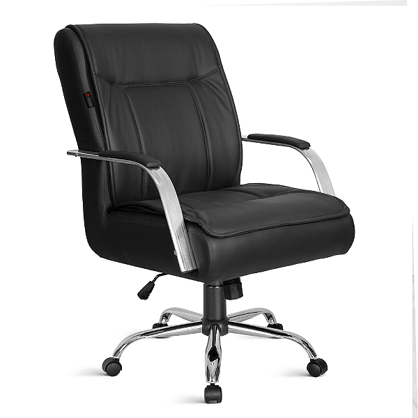 Cadeira Chicago diretor, com braço aluminio, base giratoria cromada com relax