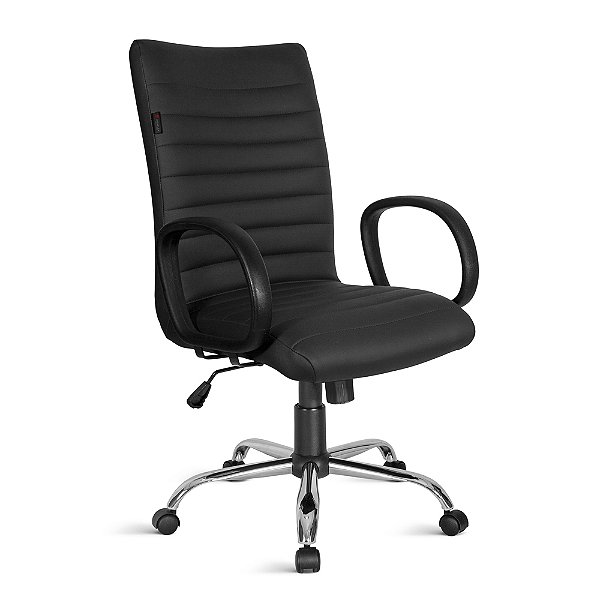 Atenas Presidente Giratoria Gomada, com braço fixo, base cromada