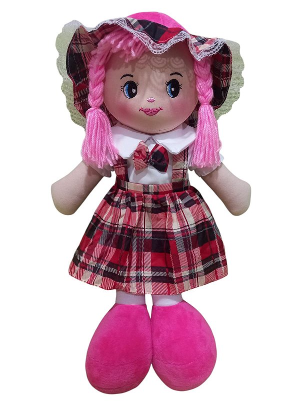 Boneca Diana média vestido xadez