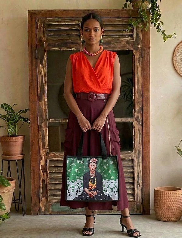 BOLSA EM LONA - ESTAMPA FRIDA