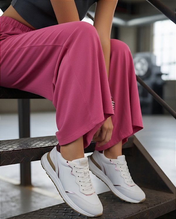 TÊNIS RETRÔ COURO E NYLON COM DETALHES EM CAMURÇA