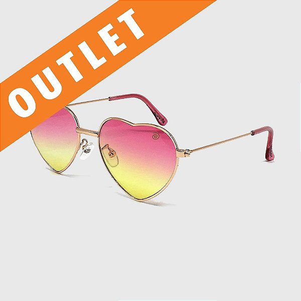 [OUTLET] Óculos de Sol Infantil com Proteção UV400 Coração Pink/ Amarelo