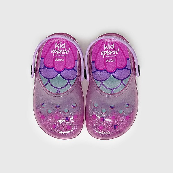 Babuche KidSplash! Glitter Rosa Claro/Lilás Sereia