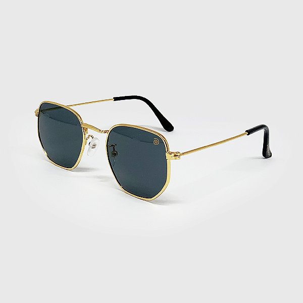 Óculos de Sol Infantil com Proteção UV400 Metal Hexagonal Dourado