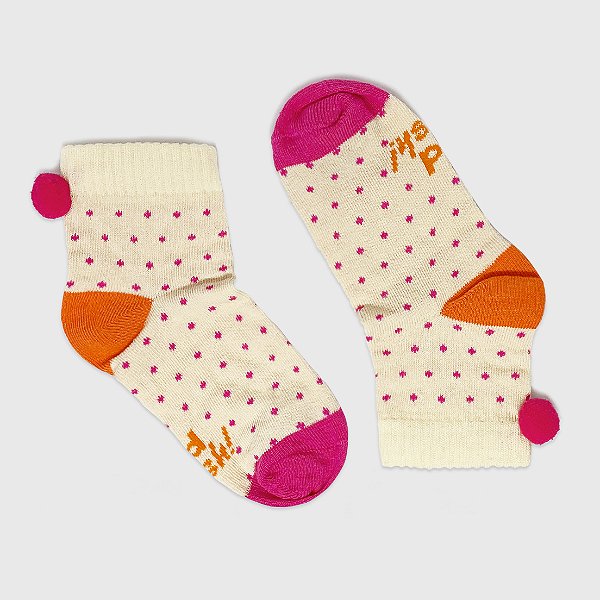 Meia KidSplash! Soquete Poá-Pom Creme