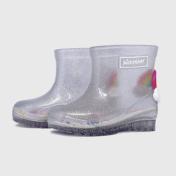 Galocha KidSplash! Baby Glitter Prata Rainbow