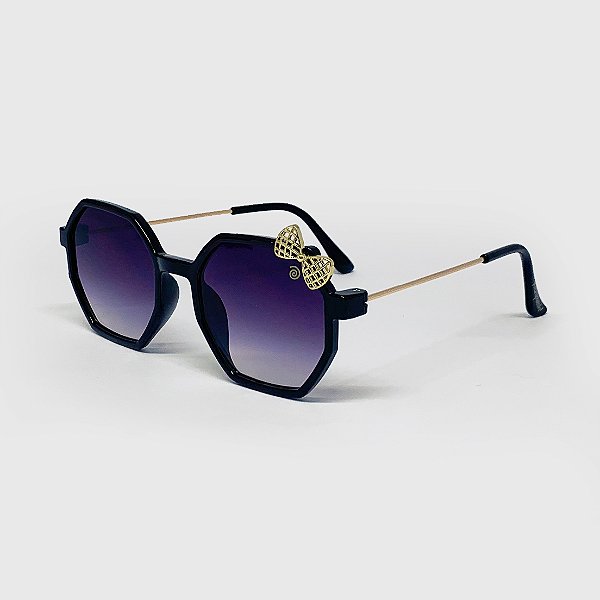 Óculos de Sol Infantil com Proteção UV400 Laço Acetato Teen Preto