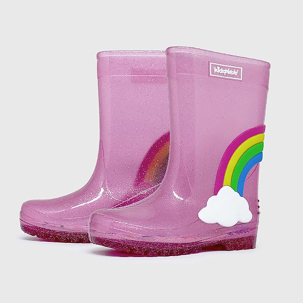 Galocha KidSplash! Slim Glitter Rosa Claro Rainbow