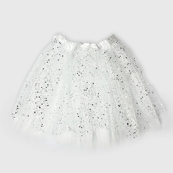 Saia Tutu Tule Glitter Branca