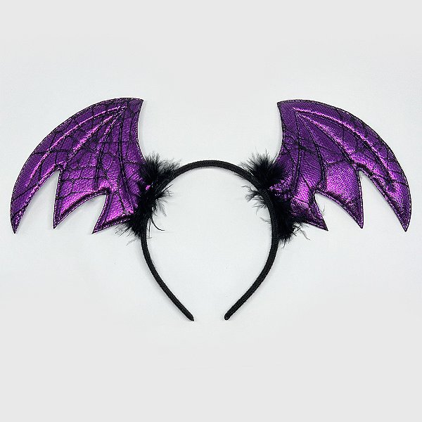 Tiara Halloween Asas Morcego Roxa