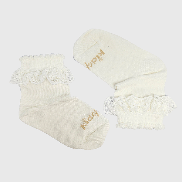 Meia KidSplash! Soquete Lisa Rendinha Tom Único Off-White