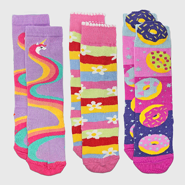 Kit Meia KidSplash! 3/4 Uncórnio Lilás / Daisy / Big Donuts