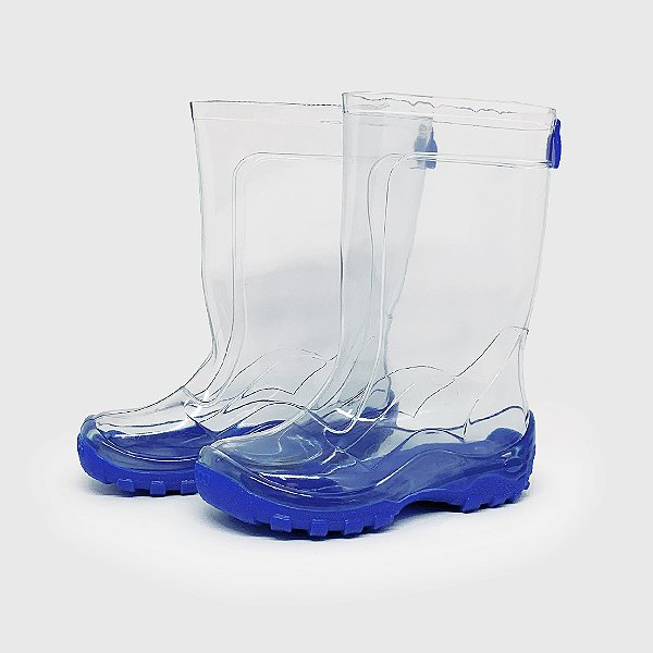 Galocha KidSplash! Lisa Transparente Incolor/Azul Neon