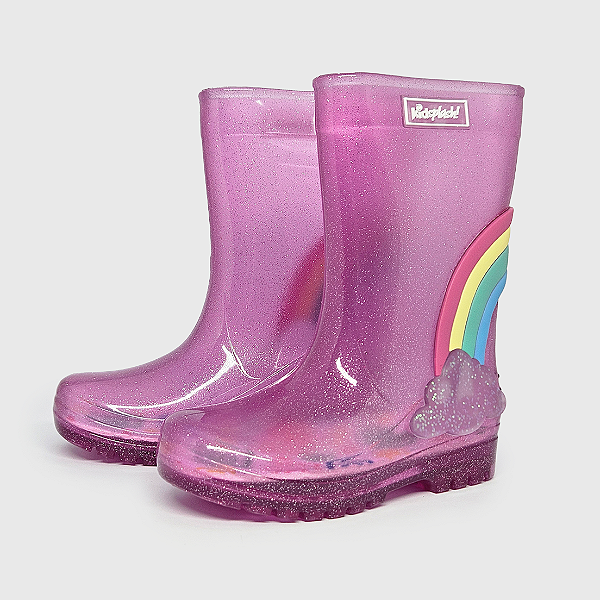 Galocha KidSplash! Slim Glitter Rosa Claro New Rainbow