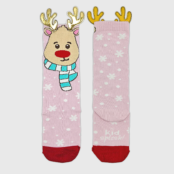 Meia KidSplash! 3/4 Rena Chifrinho 3D