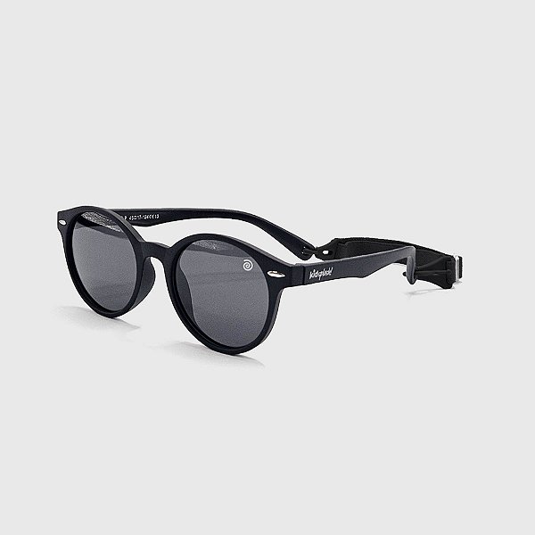 Óculos de Sol Infantil Flexível Proteção UV400 Redondo Sport Preto Elástico de Segurança Preto