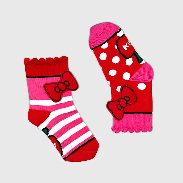 Meia KidSplash! Soquete Duo Miau Laço 3D